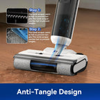 Wet Dry Vacuum Cleaner,22KPa Wet Dry Vacuum Mop with Self-Cleaning,Cordless Vacuum Mop All in One,Up to 75 Mins Runtime,One-Step Self Cleaning,Anti-Tangle Design,SmoothDrive Tech,Lightweight