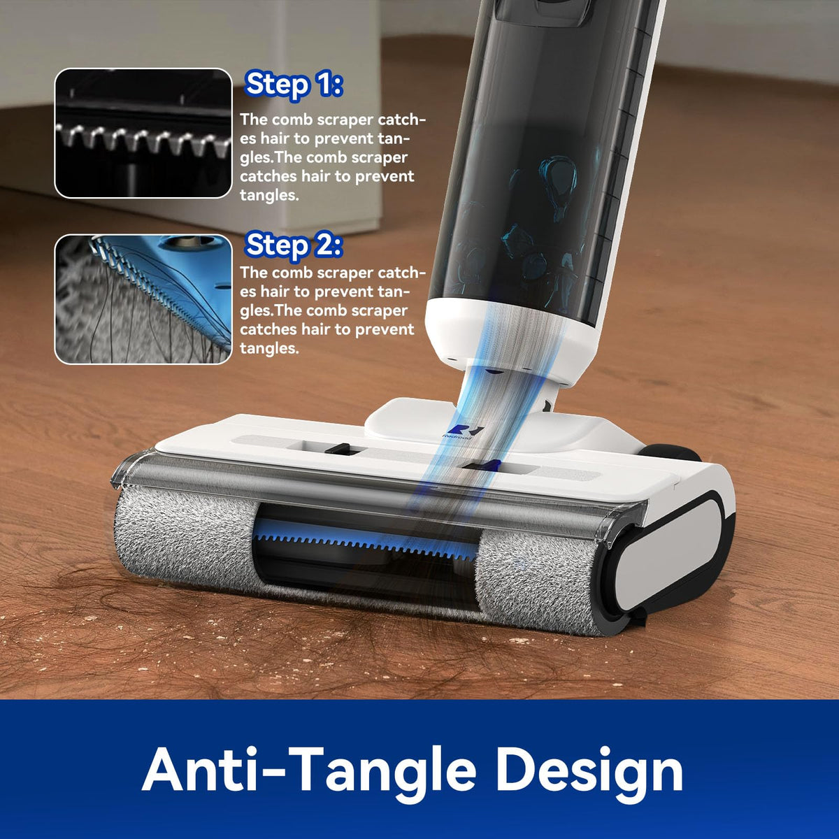 Wet Dry Vacuum Cleaner,22KPa Wet Dry Vacuum Mop with Self-Cleaning,Cordless Vacuum Mop All in One,Up to 75 Mins Runtime,One-Step Self Cleaning,Anti-Tangle Design,SmoothDrive Tech,Lightweight