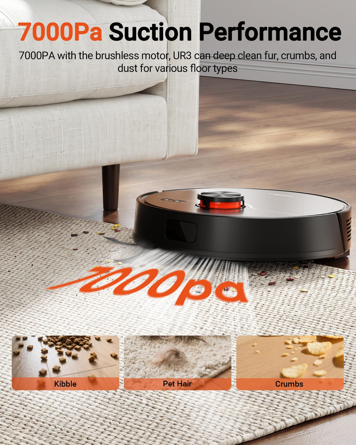 UNINELL HOME UR3-UH Robot Vacuum and Mop Combo with Mapping, 8000Pa Suction