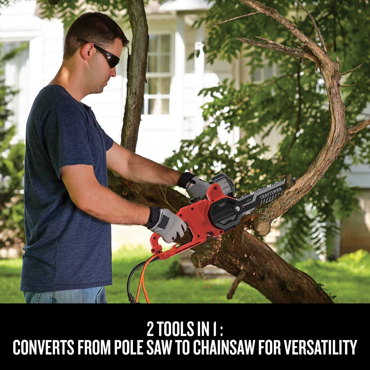 CRAFTSMAN Pole Chainsaw 2 in 1 With Extension Pole, 8 AMP, Corded (CMECSP610)