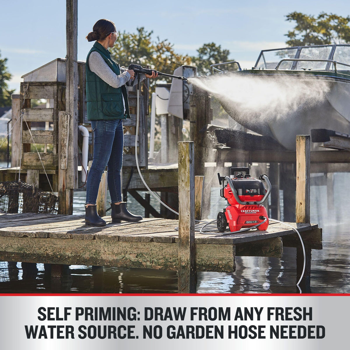 CRAFTSMAN V20 RP Cordless Pressure Washer, 1500 Max PSI, Draws from Any Water Source, Includes (2) 9Ah Batteries and Charger (CMCPW1500N2)