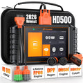 FOXWELL HD500 Heavy Duty Truck Scanner with DPF Regen/Injector Cutoff/Speed Limit Setting, Full System Diagnostic Scan Tool for Cummins, Detroit, Caterpillar, Paccar, Pickup Trucks, Black