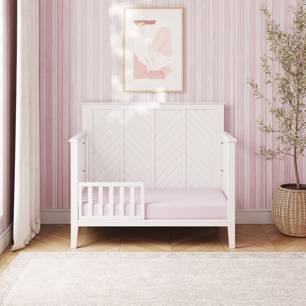 Child Craft Atwood 4-in-1 Convertible Baby Crib, Wooden Nursery Furniture Converts to Daybed, Toddler Bed and Full-Size Bed, 3 Mattress Height Adjustments, Non-Toxic Baby Safe Finish, Matte White