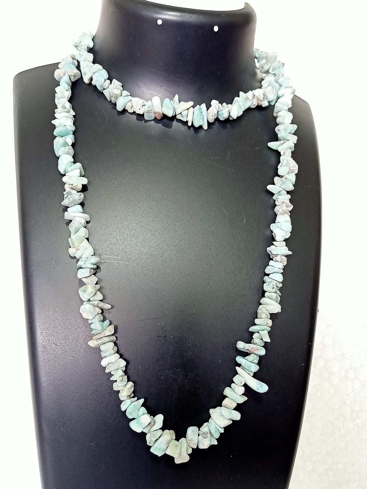 34" Natural Larimar Chip Beads Strand 300 Ct -Pack of 10, Gravel Uncut/ Freeform Shape, Nuggets for Beading- Jewelry Making, Art & Craft, Wholesale lot