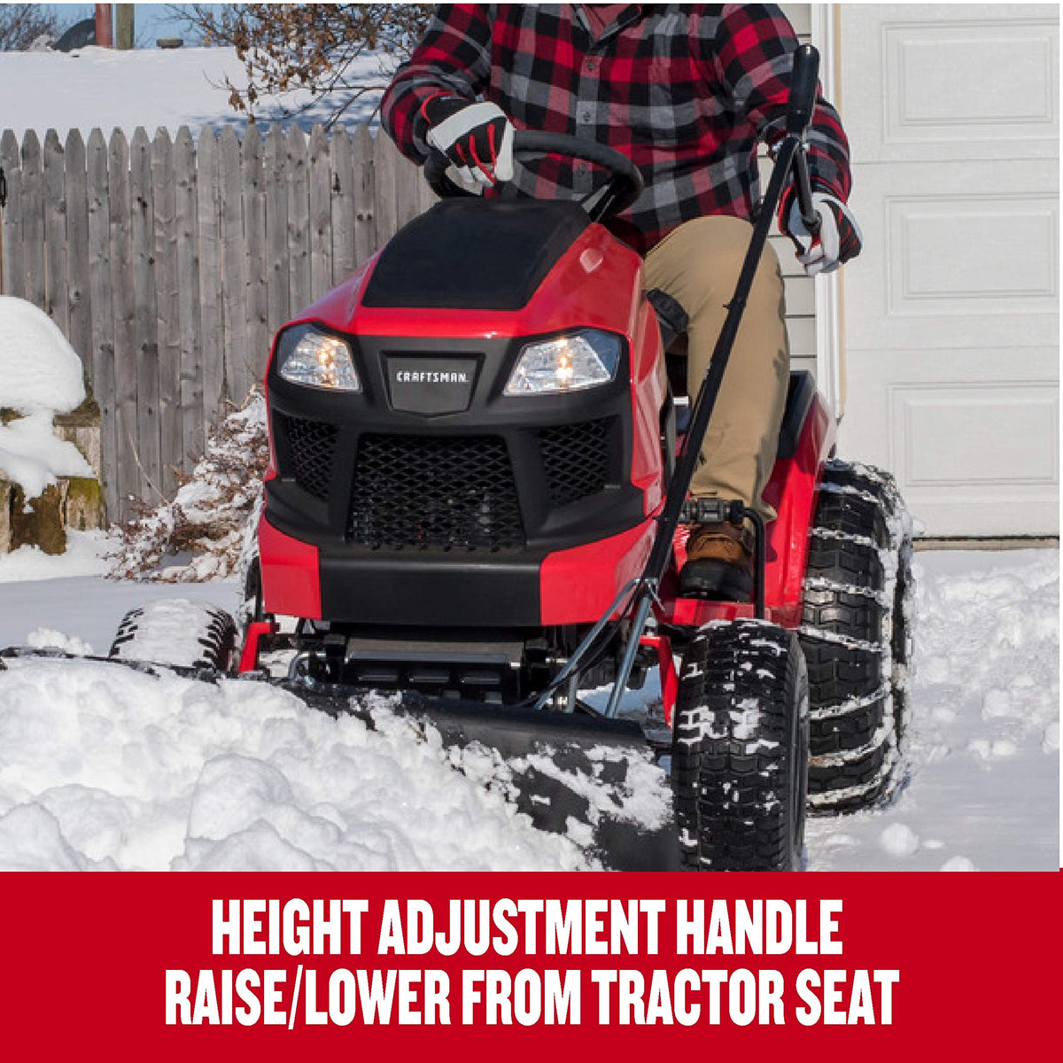 Craftsman 42 in Snow Blade for Lawn Tractors, Heavy-Duty Angled Snow Plow Attachment with Adjustable Trip Spring