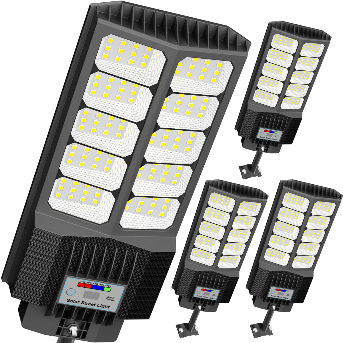 New 6500W Solar Street Lights Outdoor Waterproof - Commercial Outdoor Solar Light, 200pcs High Brightness LEDs, Solar Parking Lot Lights Dusk to Dawn for Yard Garden with Motion Sensor - 4 Pack
