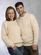 Aran Crafts Irish Unisex Cable Knit Merino Wool Sweater (C1949)