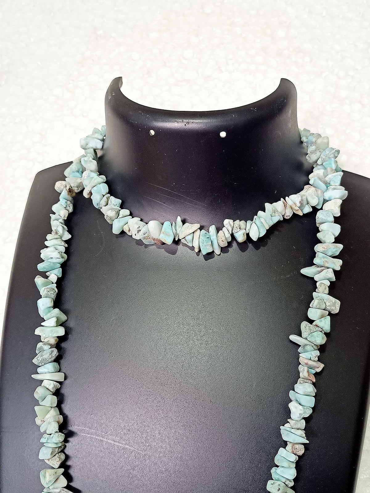 34" Natural Larimar Chip Beads Strand 300 Ct -Pack of 10, Gravel Uncut/ Freeform Shape, Nuggets for Beading- Jewelry Making, Art & Craft, Wholesale lot