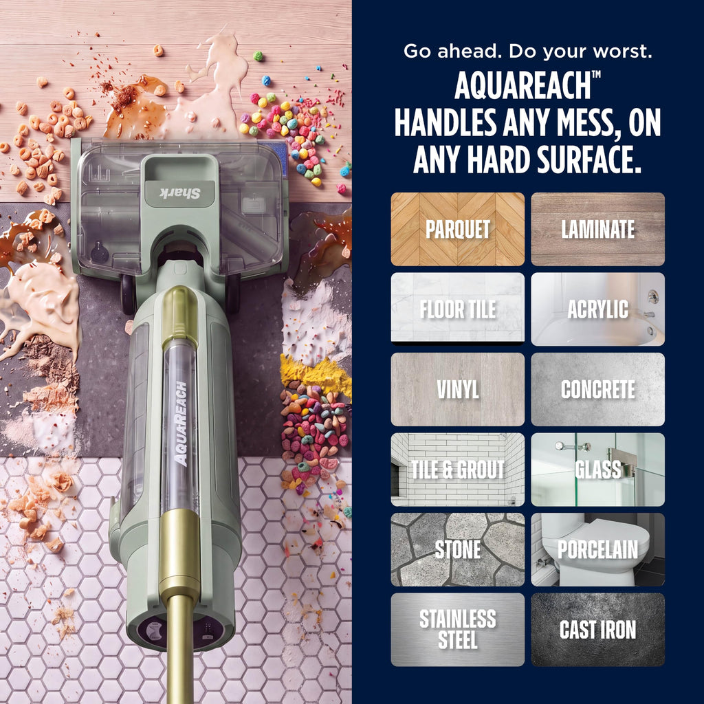 Shark AquaReach Hard Floor Vacuum & Mop, Extendable Wand, Moss, WD552AMZ