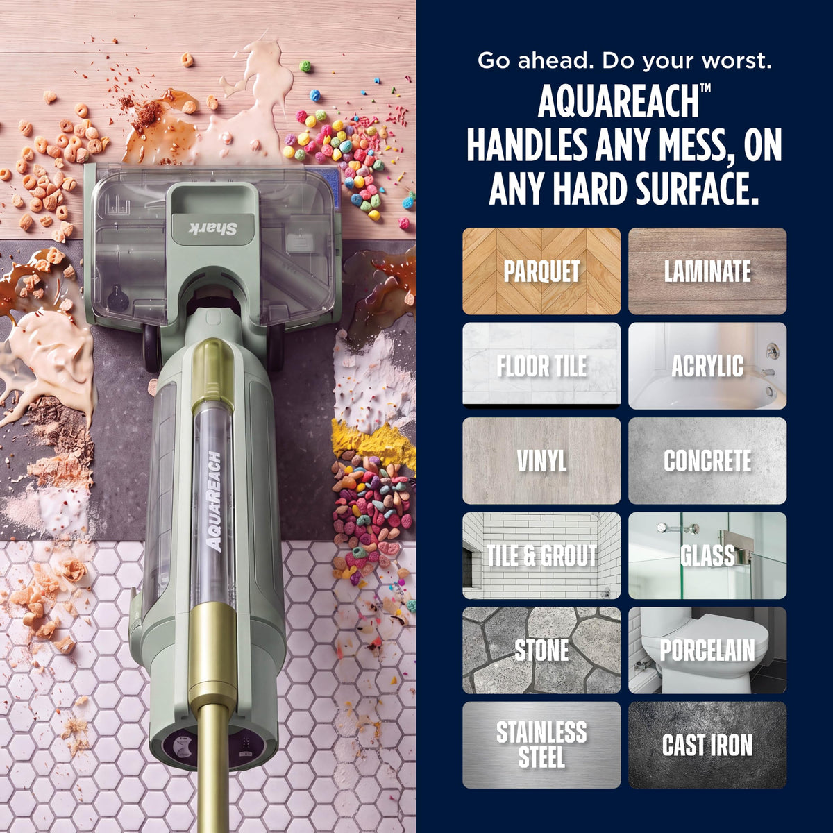Shark AquaReach Hard Floor Vacuum & Mop, Extendable Wand, Moss, WD552AMZ