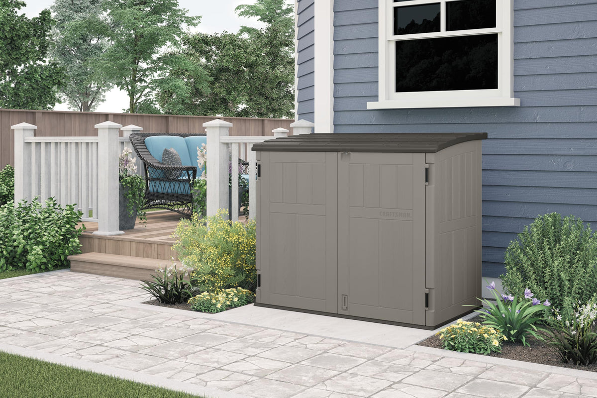 Craftsman 34 Cu Ft Horizontal Shed, Lockable Multi-Wall Resin, Made in USA