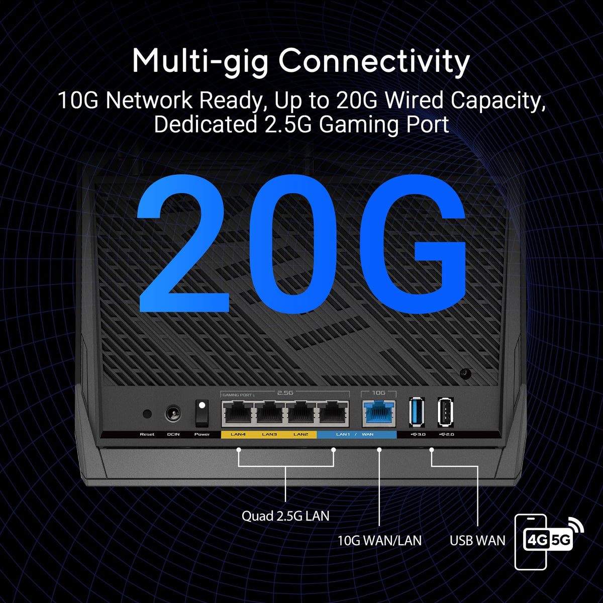 ASUS RT-BE86U WiFi 7 Gaming Router, 10G WAN, 6.8 Gbps, Mesh VPN Compatible