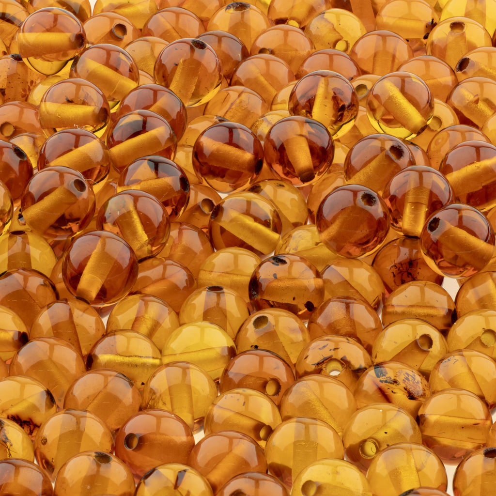 Amber Round Beads Polished 100% Natural Baltic Stone 5mm Loose with Drilled Holes for Crafting Beading and Jewelry Making - Amber Culture