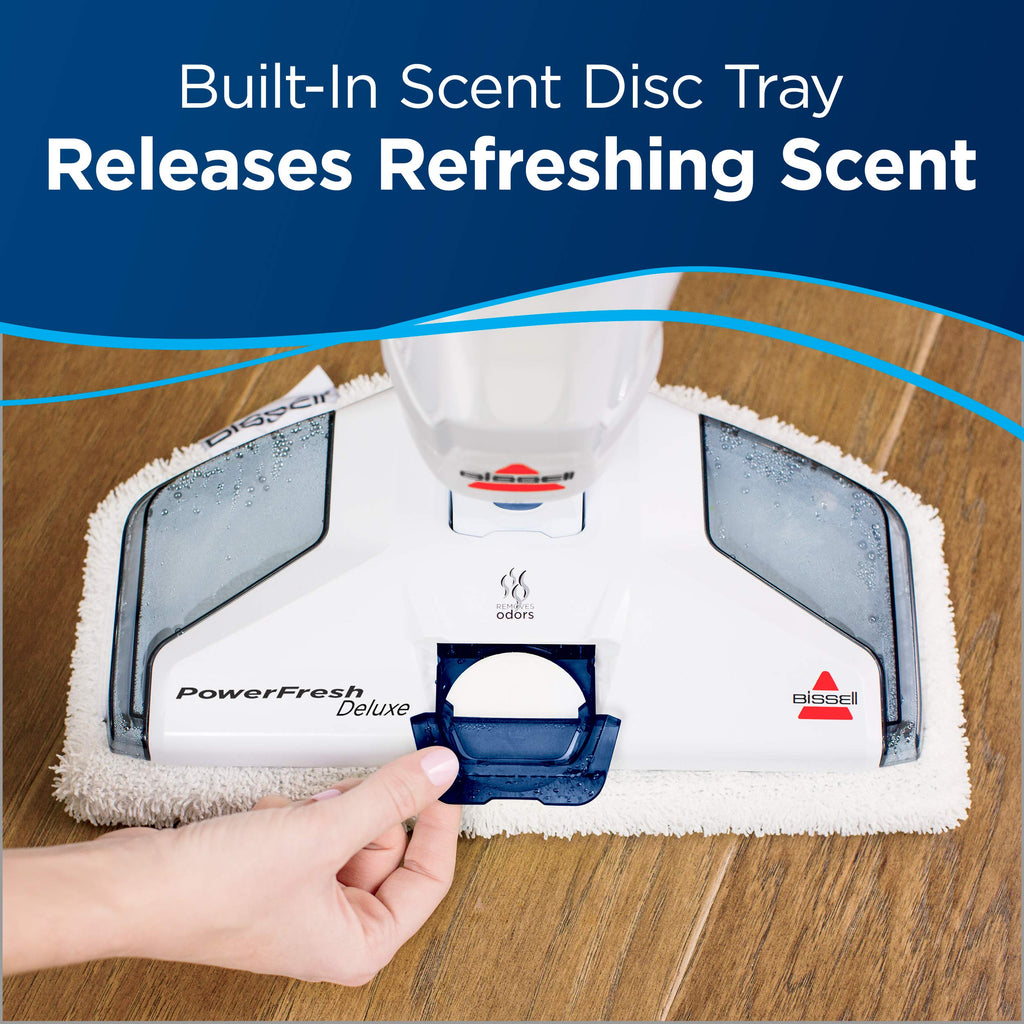 Bissell PowerFresh Deluxe 1806 Steam Mop for Tile, Hardwood & Sealed Floors w/Built‑in SpotBoost Brush, Fast 30‑Second Warm‑Up, Variable Steam Levels, Fresh Scent Discs Compatible