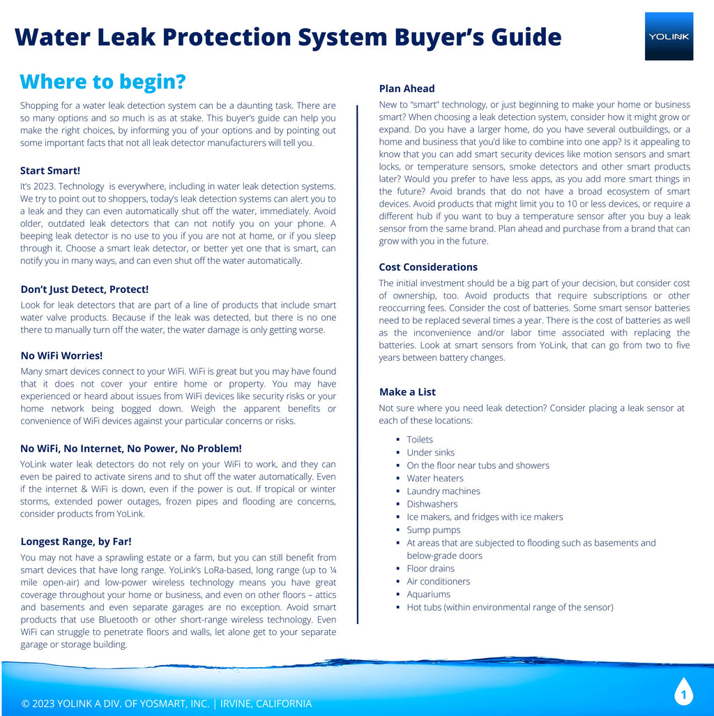 YoLink X3 Version Smart Water Leak Protection Kit: X3 Valve Controller, Bulldog, (4) Leak Sensors & Hub