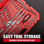 CRAFTSMAN 189 Piece Mechanics Tool Set, 1/4, 3/8 and 1/2 Inch Drive Socket Wrench Set with Thinner Ratchet, Steel 6 and 12-Point Sockets, Wrenches, Hex Keys and Specialty Bits, 90-Tooth (CMMT12134)