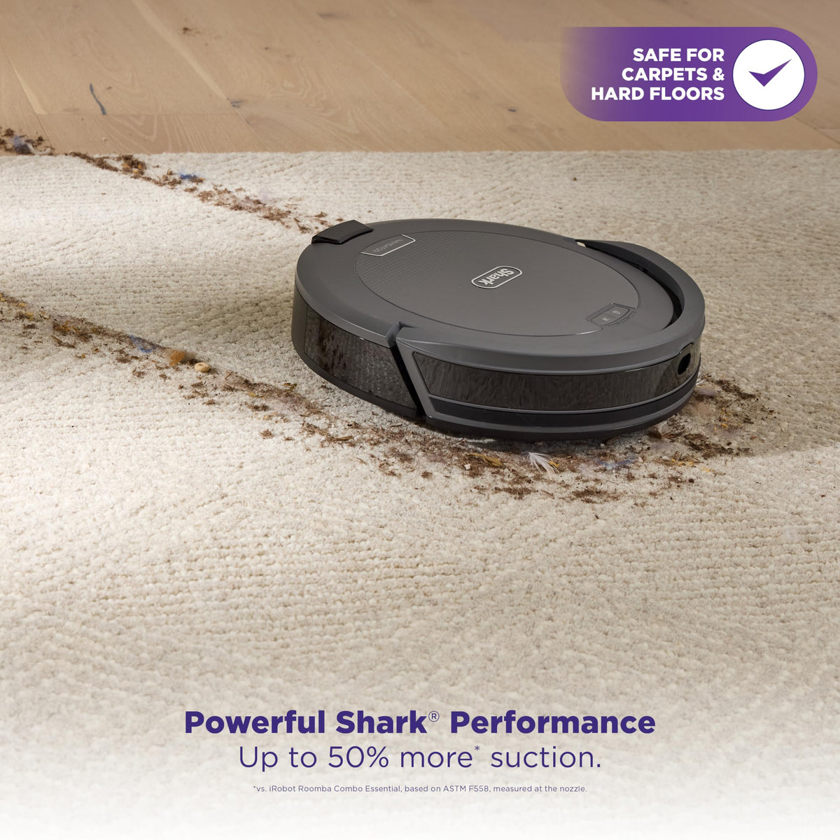 Shark Navigator Robot Vacuum & Self-Empty Base w/Bagless 60-Day Capacity Self-Empty Base, SmartPath Navigation, Powerful Pet Hair Pickup, Anti-Hair Wrap, for Carpets & Hard Floors, RV2120AE (Renewed)