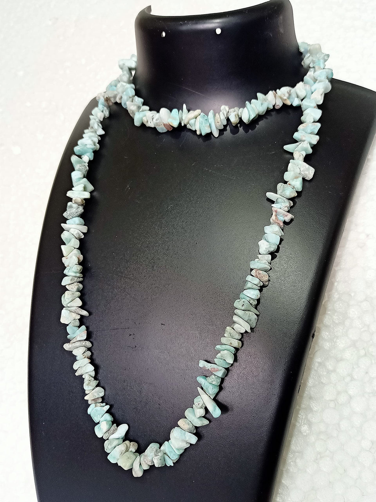 34" Natural Larimar Chip Beads Strand -Pack of 10, Gravel Uncut/Freeform Shape, 300 Ct, Nuggets for Beading- Jewelry Making, Art & Craft, Wholesale