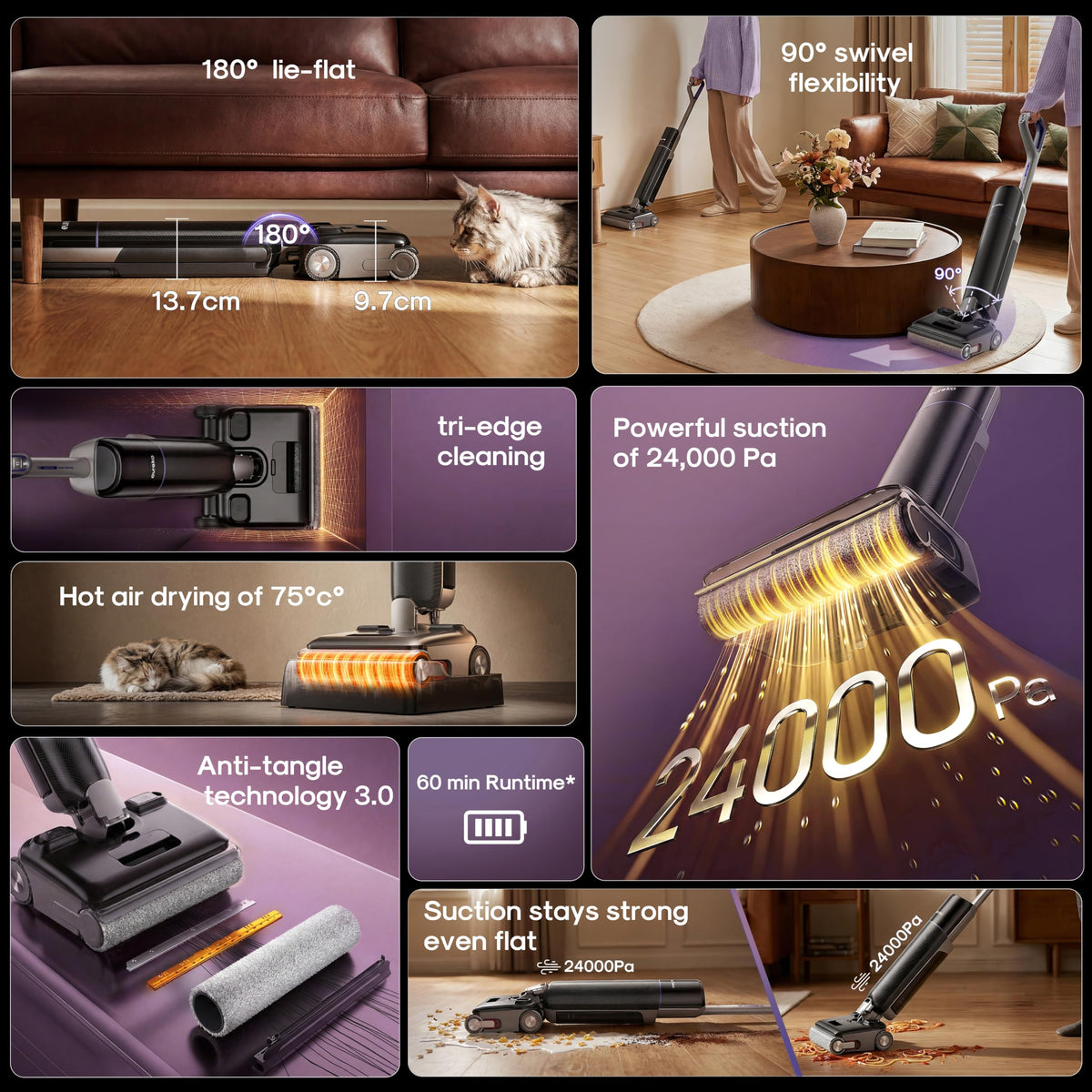 EUREKA Floor Shine 830 Cordless Wet Dry Vacuum Cleaner, 24KPa Vacuum Mop