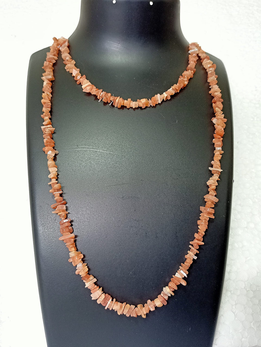 34" Natural Peach Moonstone Chip Beads Strand -Pack of 20, Gravel Uncut/ Freeform Shape, 200 Ct, Nuggets for Beading- Jewelry Making, Art & Craft, Wholesale