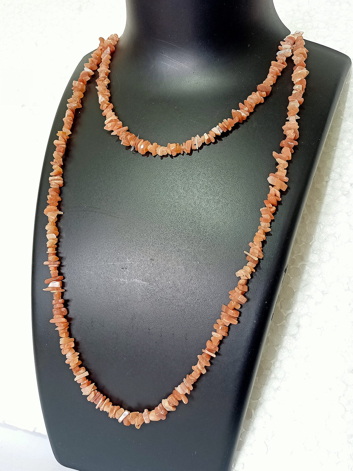 34" Natural Peach Moonstone Chip Beads Strand -Pack of 20, Gravel Uncut/ Freeform Shape, 200 Ct, Nuggets for Beading- Jewelry Making, Art & Craft, Wholesale